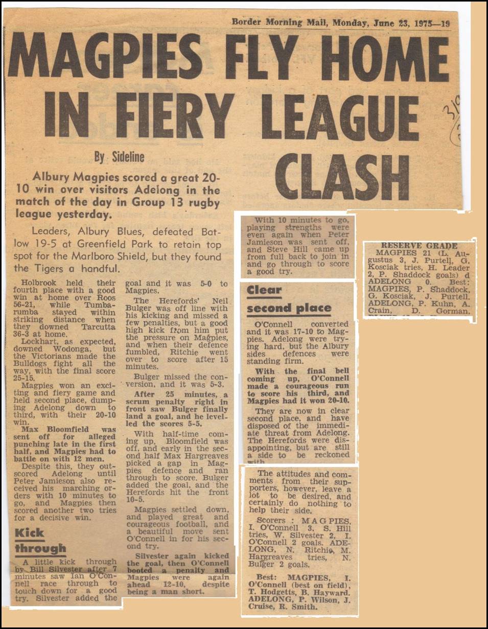 1975 R10 Magpies v Adelong