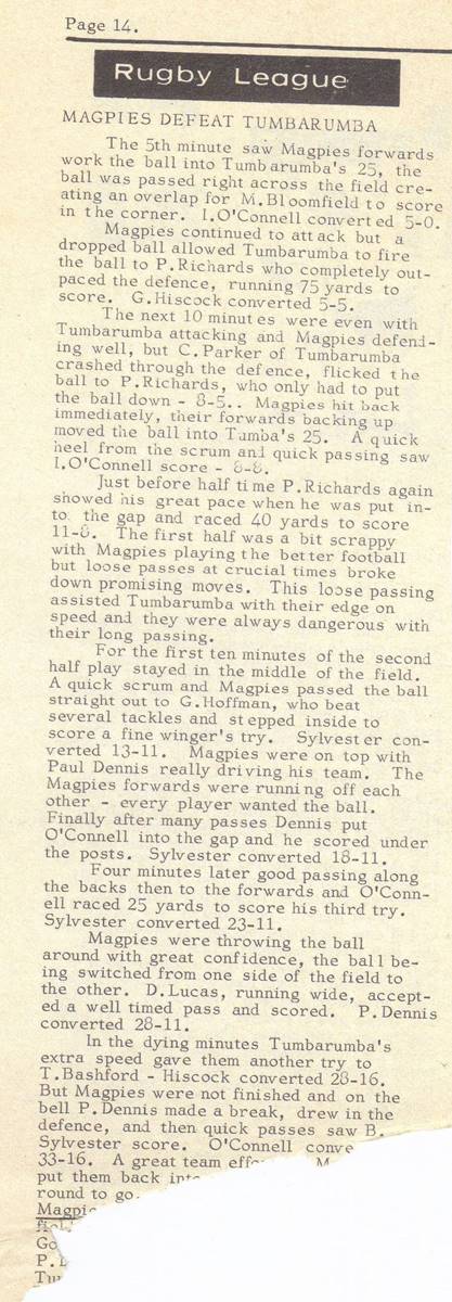 1975 R17 Magpies v Tumba 2